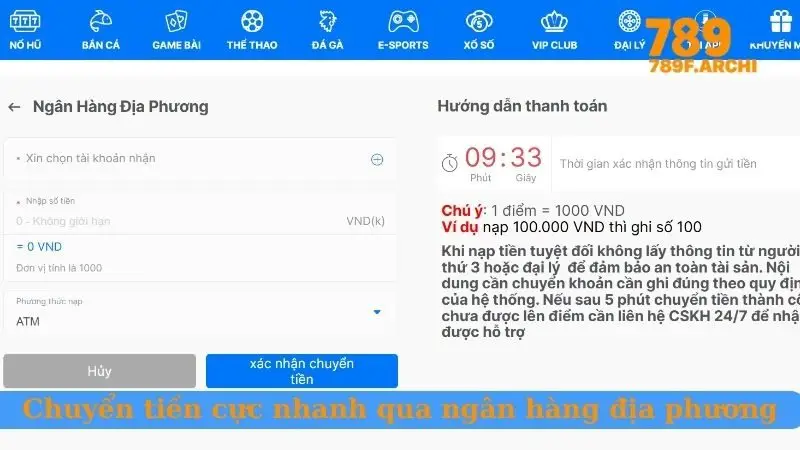 Chuyển tiền cực nhanh qua ngân hàng địa phương